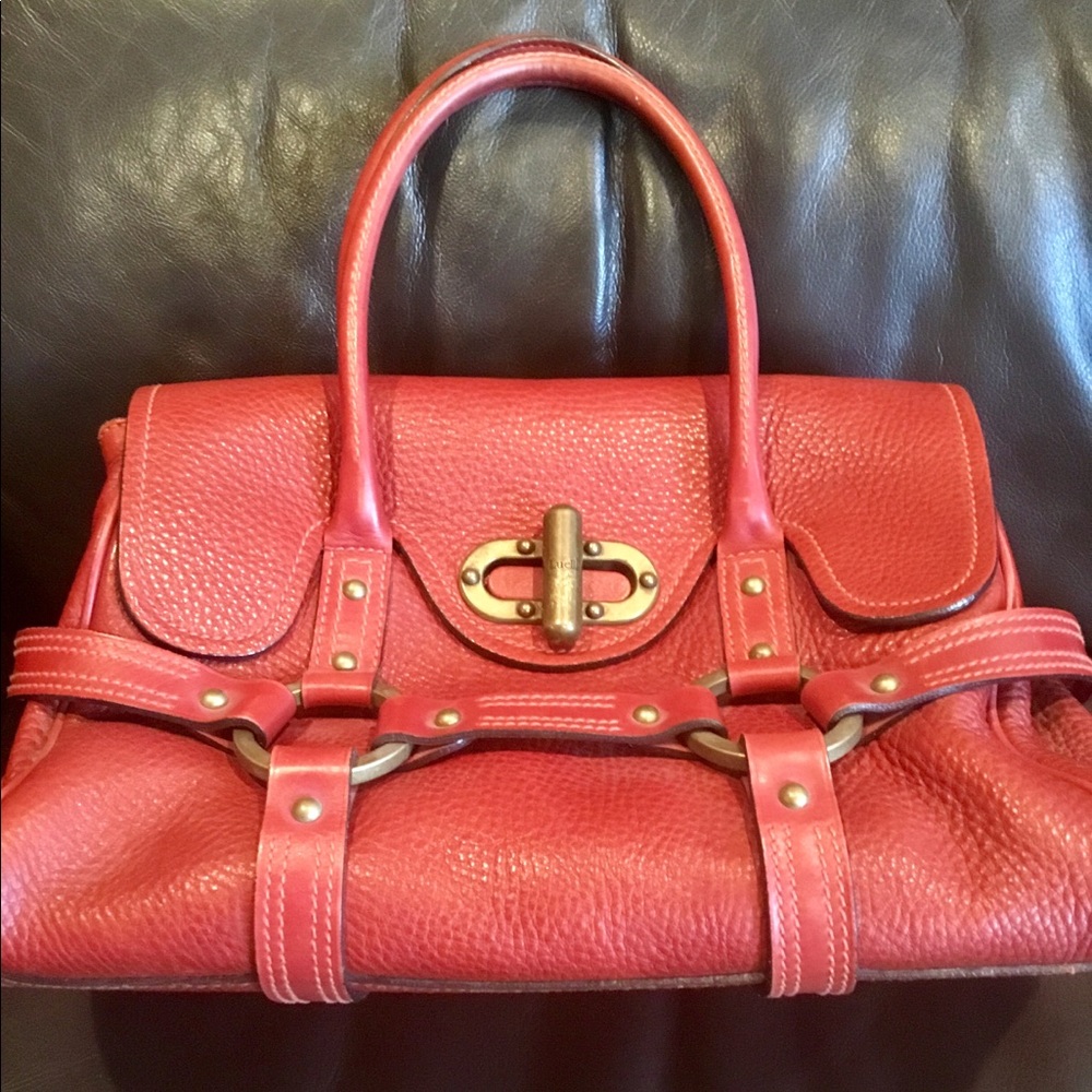 EXCELLENT CONDITION Red Pebble Leather Handbag